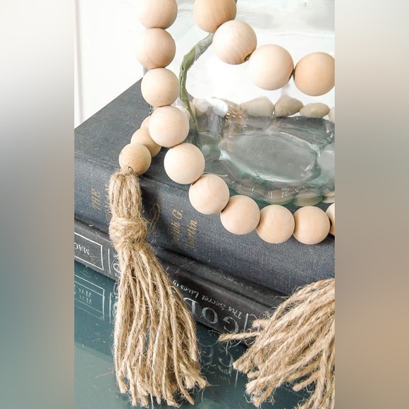 NWT Farmhouse 58in Wood Beads Rustic Country Decor Prayer Boho Wall Hanging - Picture 3 of 13